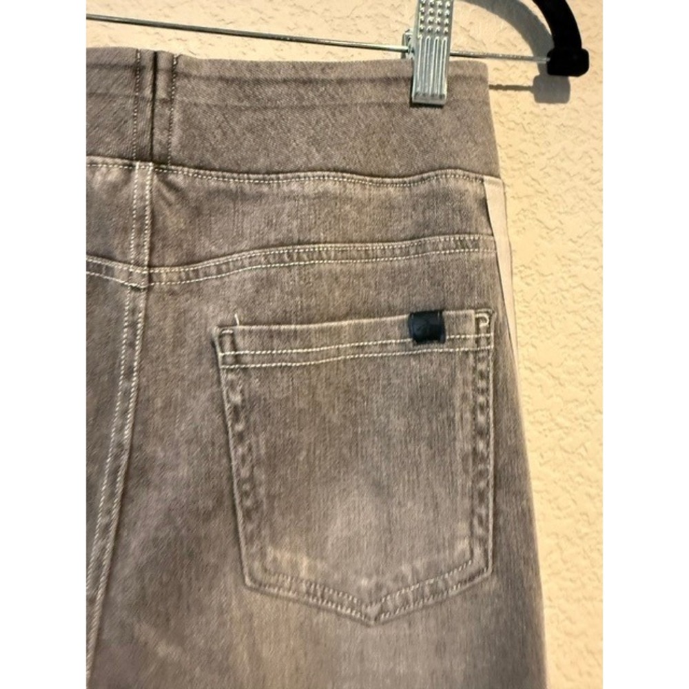 Halara Grey Wide Leg Denim Look Side Stripe Pants Petite Small S High Waisted - Picture 7 of 9